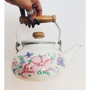 Vtg Floral Teapot